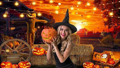 YYNXSY Halloween Photography Backdrop Hallowmas Eve Gloomy Devil Pumpkin Scarecrow Background Horrible Scary Nightmare Party Banner Dress Up Decor Favors Gifts Photobooth Props 7X5FT YY-3029 in Kuwait