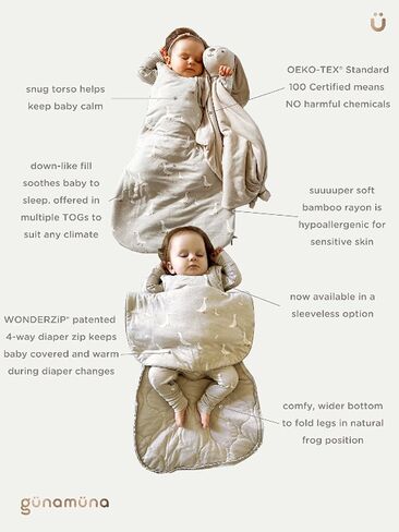 GUNAMUNA Transitional Sleep Sack – Soothes Infants 3-6 Months, Easy Diaper Changes with WONDERZiP in Saudi Arabia
