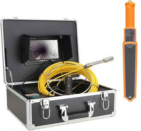 Borescope، كاميرا المنظار 7 بوصة شاشة DVR كاميرا فيديو لفحص أنابيب الصرف الصحي مع عداد متر 512 هرتز محدد موقع الأنابيب 22 مم IP68 HD 1000TVL كاميرا 12 قطعة أضواء سهلة التنقل in Kuwait