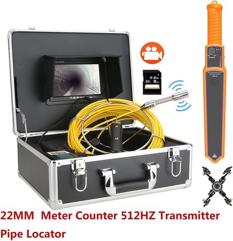 Borescope، كاميرا المنظار 7 بوصة شاشة DVR كاميرا فيديو لفحص أنابيب الصرف الصحي مع عداد متر 512 هرتز محدد موقع الأنابيب 22 مم IP68 HD 1000TVL كاميرا 12 قطعة أضواء سهلة التنقل in Kuwait