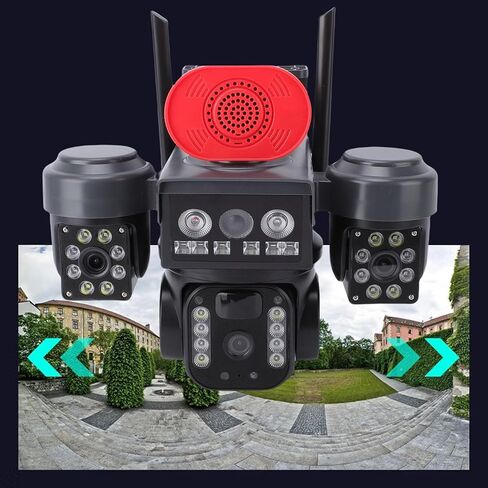 PUSOKEI 3 Lens Security Camera Wireless Outdoor, 360 Panoramic View, Solar Powered, 2.4GHz WiFi Camera AI Human Detection, IP66 Weatherproof, Color Night Vision in Saudi Arabia