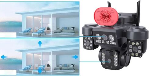 PUSOKEI 3 Lens Security Camera Wireless Outdoor, 360 Panoramic View, Solar Powered, 2.4GHz WiFi Camera AI Human Detection, IP66 Weatherproof, Color Night Vision in Saudi Arabia