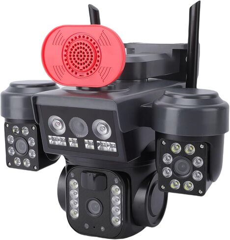 PUSOKEI 3 Lens Security Camera Wireless Outdoor, 360 Panoramic View, Solar Powered, 2.4GHz WiFi Camera AI Human Detection, IP66 Weatherproof, Color Night Vision in Saudi Arabia
