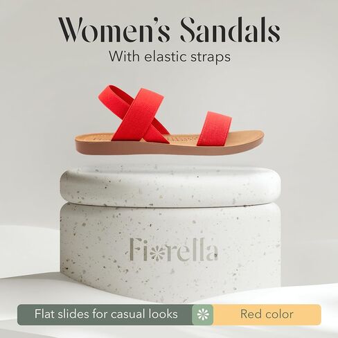 FIORELLA Sandals Women Womens Sandals Elastic Straps Flat Comfortable Slides Dress Shoes for Women | Lightweight Summer Shoes in Saudi Arabia