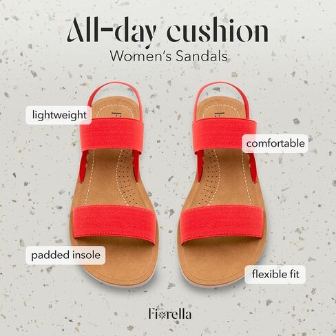 FIORELLA Sandals Women Womens Sandals Elastic Straps Flat Comfortable Slides Dress Shoes for Women | Lightweight Summer Shoes in Saudi Arabia