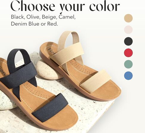 FIORELLA Sandals Women Womens Sandals Elastic Straps Flat Comfortable Slides Dress Shoes for Women | Lightweight Summer Shoes in Saudi Arabia