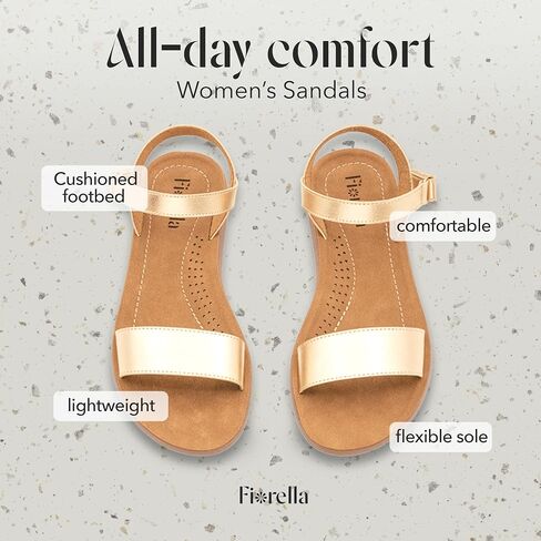 FIORELLA Sandals Women Womens Sandals Comfortable Flat Ankle-Strap Dress Shoes for Women | Lightweight Summer Shoes in Saudi Arabia