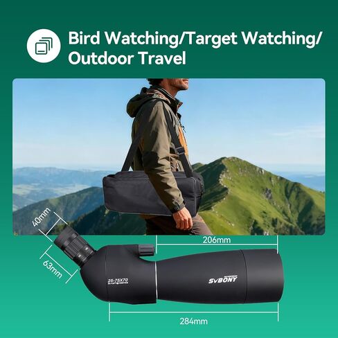 نطاقات اكتشاف SVBONY SV28 مع حامل ثلاثي القوائم، نطاق اكتشاف 25-75x70 مع محول الهاتف، IP65 نطاق رصد مقاوم للماء للضباب لإطلاق النار على الهدف، ومشاهدة الطيور in Kuwait