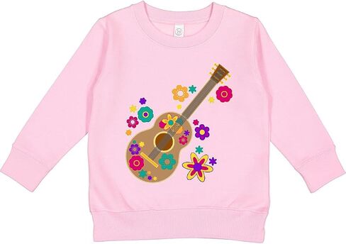 inktastic Acoustic Guitar with Colorful Flowers Toddler Sweatshirt in Saudi Arabia