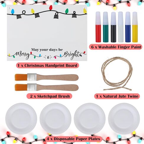 Epakh May Your Days Be Merry and Bright, Christmas Handprint Craft Kit, DIY Fingerprint Art for Family Activity with Wooden Board, Paint and Brushes in Saudi Arabia