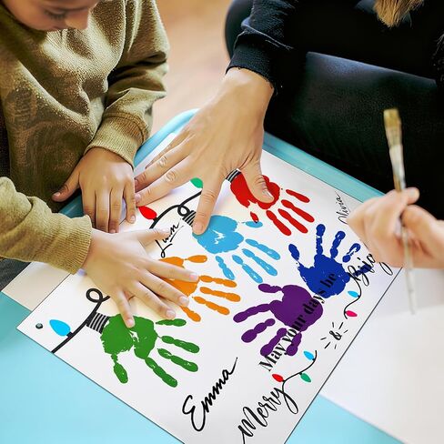 Epakh May Your Days Be Merry and Bright, Christmas Handprint Craft Kit, DIY Fingerprint Art for Family Activity with Wooden Board, Paint and Brushes in Saudi Arabia
