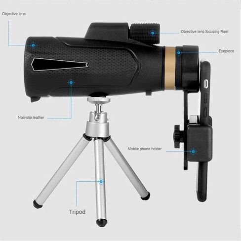 Portable Binoculars High Power 10x50 Monocular Telescope Compact with High BAK4 Prism Lens Monocular with Smartphone Adapter and Tripod for Bird Watching Traveling Sightseeing in Saudi Arabia