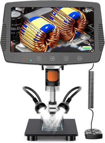 مجهر رقمي، 9 بوصة LCD مجهر رقمي 1500X 12MP HD مجاهر سلكية للتحكم في اللحام أداة إصلاح عملة مكبرة 32 جيجابايت بطاقة TF in Saudi Arabia