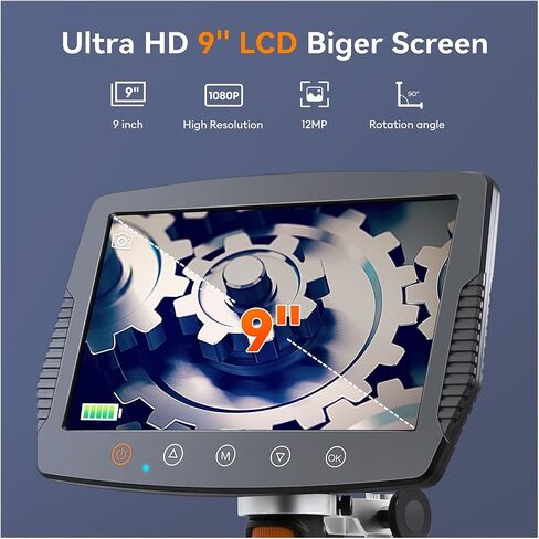 مجهر رقمي، 9 بوصة LCD مجهر رقمي 1500X 12MP HD مجاهر سلكية للتحكم في اللحام أداة إصلاح عملة مكبرة 32 جيجابايت بطاقة TF in Saudi Arabia