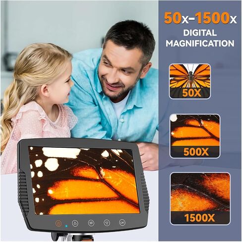 مجهر رقمي، 9 بوصة LCD مجهر رقمي 1500X 12MP HD مجاهر سلكية للتحكم في اللحام أداة إصلاح عملة مكبرة 32 جيجابايت بطاقة TF in Saudi Arabia