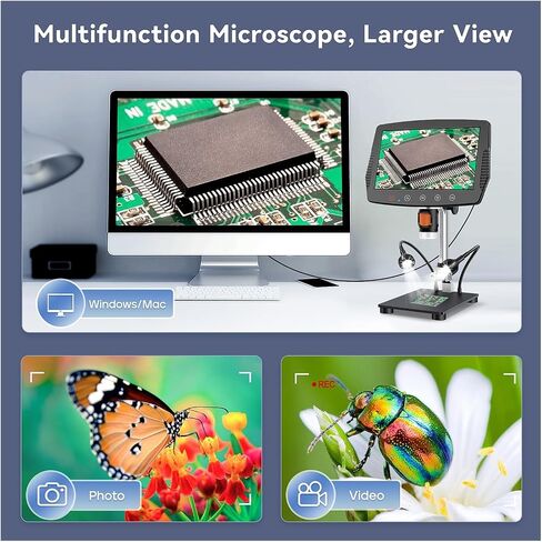 مجهر رقمي، 9 بوصة LCD مجهر رقمي 1500X 12MP HD مجاهر سلكية للتحكم في اللحام أداة إصلاح عملة مكبرة 32 جيجابايت بطاقة TF in Saudi Arabia