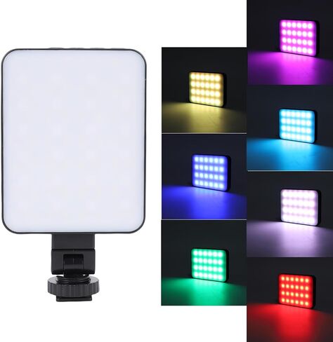 PUSOKEI Magnetic RGB Video Light, 360 Rotating 3 Color Modes 10 Brightness Levels LED Camera Fill Light for Live Streaming Content Creation Conference in Saudi Arabia