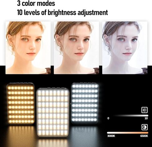 PUSOKEI Magnetic RGB Video Light, 360 Rotating 3 Color Modes 10 Brightness Levels LED Camera Fill Light for Live Streaming Content Creation Conference in Saudi Arabia