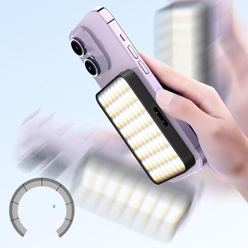 PUSOKEI Magnetic RGB Video Light, 360 Rotating 3 Color Modes 10 Brightness Levels LED Camera Fill Light for Live Streaming Content Creation Conference in Saudi Arabia