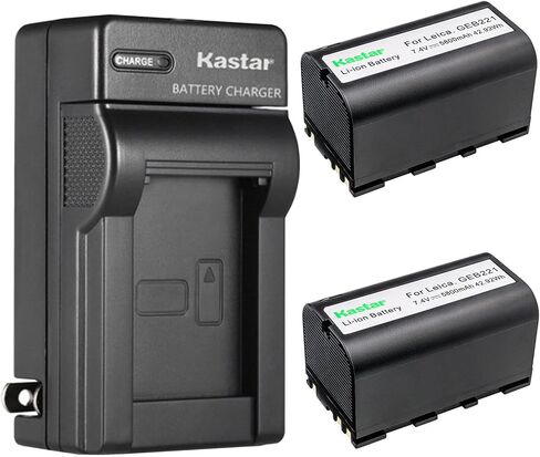 Kastar 2-Pack بطارية وشاحن حائط تيار متردد بديل لـ Leica GRX1200، GX1200، Piper 100، Piper 200، RX1200، RX900، SR20، TS02، TS06، TS09، TS11، TS12، TS16، TC1200، TS1200، TPS1200 Total Station in Kuwait
