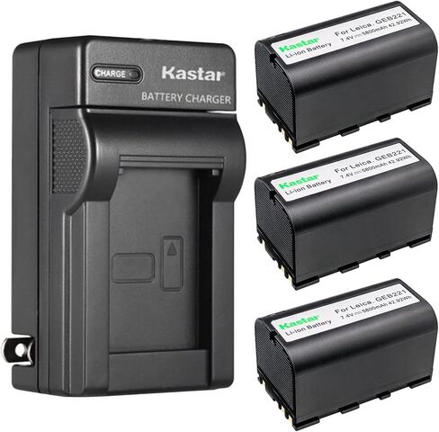 Kastar 2-Pack بطارية وشاحن حائط تيار متردد بديل لـ Leica GRX1200، GX1200، Piper 100، Piper 200، RX1200، RX900، SR20، TS02، TS06، TS09، TS11، TS12، TS16، TC1200، TS1200، TPS1200 Total Station in Kuwait