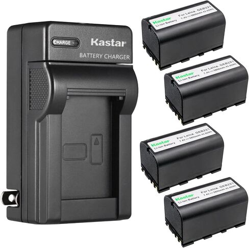 Kastar 2-Pack بطارية وشاحن حائط تيار متردد بديل لـ Leica GRX1200، GX1200، Piper 100، Piper 200، RX1200، RX900، SR20، TS02، TS06، TS09، TS11، TS12، TS16، TC1200، TS1200، TPS1200 Total Station in Kuwait