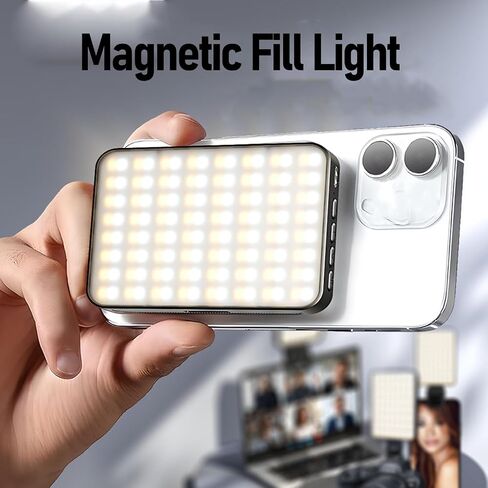 Yunir Magnetic Fill Light, 360 Rotating LED Video Light, Dimmable Camera Light with 3 Colors 10 Brightness for Video Conferencing Live Streaming Selfies in Saudi Arabia