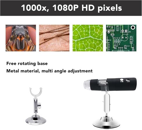 مجهر رقمي لاسلكي محمول USB مجهر 1000X تكبير 1080P HD واي فاي كاميرا مجهر مع 8 أضواء LED للهاتف الكمبيوتر iOS WinsOS X in Kuwait