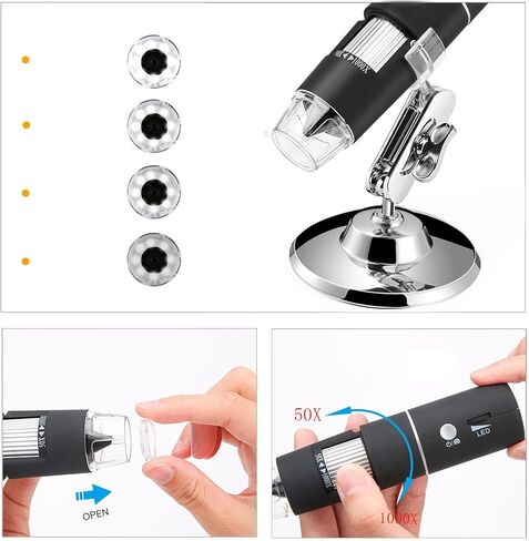 مجهر رقمي لاسلكي محمول USB مجهر 1000X تكبير 1080P HD واي فاي كاميرا مجهر مع 8 أضواء LED للهاتف الكمبيوتر iOS WinsOS X in Kuwait