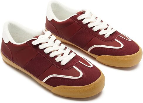 FUNKYMONKEY Women Fashion Sneakers Lace Up Comfort Casual Tennis Skate Shoes Lightweight Anti Slip Walking Footwear in Saudi Arabia