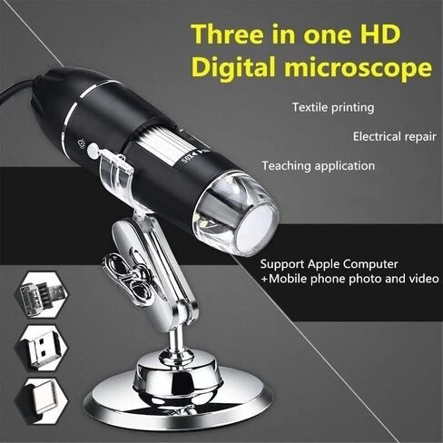 Adjustable 1000X/1600X USB Digital Microscope with 8 LED Lights, 3-in-1 Camera for Electronics, Jewelry & Industrial Inspection(1000x) in Saudi Arabia