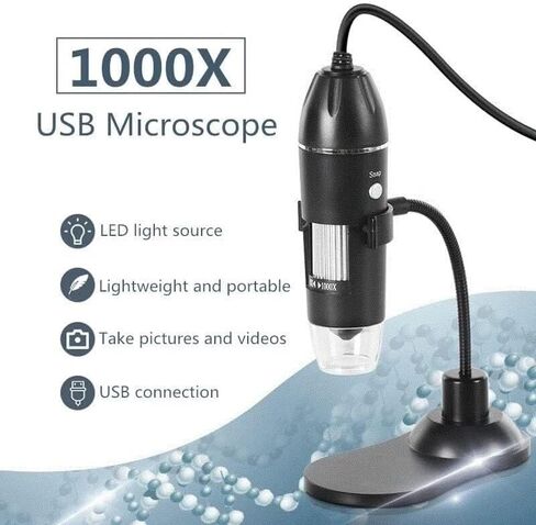 Adjustable 1000X/1600X USB Digital Microscope with 8 LED Lights, 3-in-1 Camera for Electronics, Jewelry & Industrial Inspection(1000x) in Saudi Arabia
