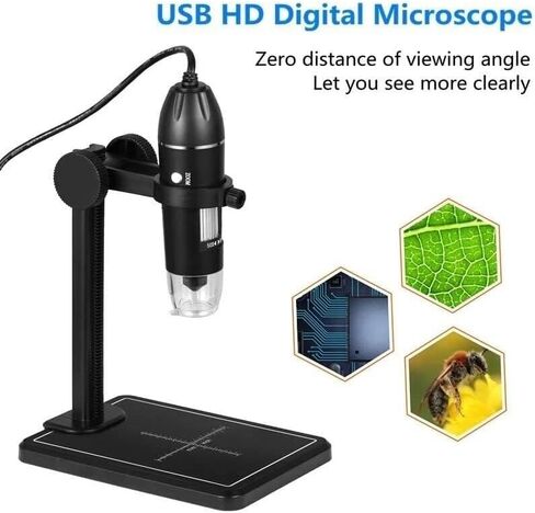 Adjustable 1000X/1600X USB Digital Microscope with 8 LED Lights, 3-in-1 Camera for Electronics, Jewelry & Industrial Inspection(1000x) in Saudi Arabia
