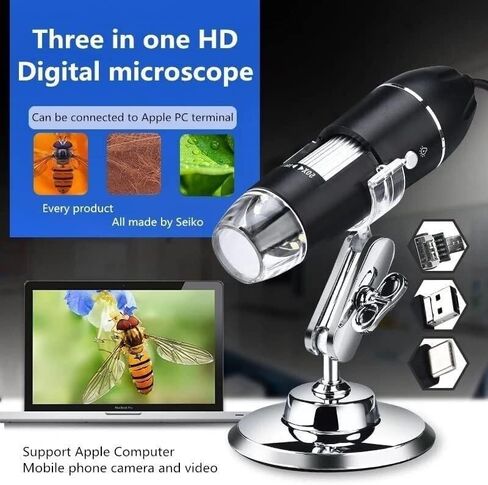Adjustable 1000X/1600X USB Digital Microscope with 8 LED Lights, 3-in-1 Camera for Electronics, Jewelry & Industrial Inspection(1000x) in Saudi Arabia