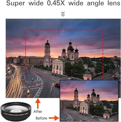0.45X Ultra-Wide-Angle + Macro Lens Set with Optical Zoom Function Universal Universal Clip for Smartphones HD Wide-Angle Lens SLR External Camera Portable in Saudi Arabia