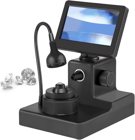 Digital Microscope, Diamond Girdle Viewer, Digital Microscope with Screen with 4.3Inch LCD Screen and LED Fill Light, 50-1000X Magnification, Accurate Identification, for Jewelry in Saudi Arabia
