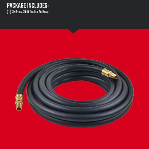 خرطوم هواء مطاطي مقاس 3/8 بوصة × 25 قدمًا من CRAFTSMAN، 300 رطل لكل بوصة مربعة، مقاوم للزيت والتآكل، مرن في الطقس البارد in Saudi Arabia