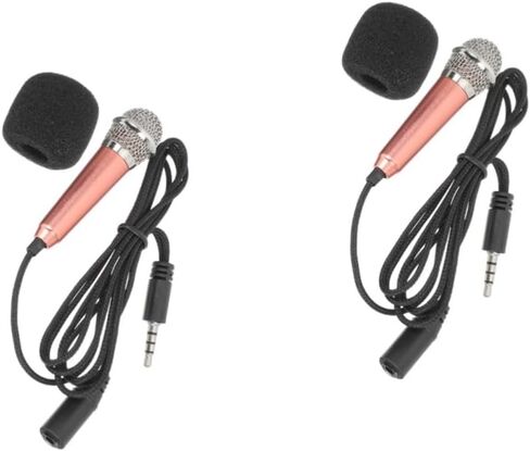 Toyvian 2sets Miniature Microphone for Singing Supplies Portable Handheld Microphone for Computer and Tablet High-Definition Sound Quality Design Easy to Use for Recording and Vlogging in Saudi Arabia