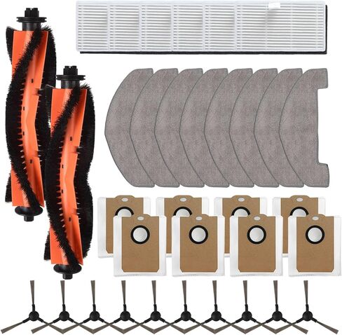 34pcs Vacuum Parts For MONSGA MS1 MAX Vacuum Cleaner Parts, Main Side Brush, Filter, Mop Cloth, 3.3L Capacity Dust Bag Replacement Kit For MONSGA Cleaner Accessories in Kuwait