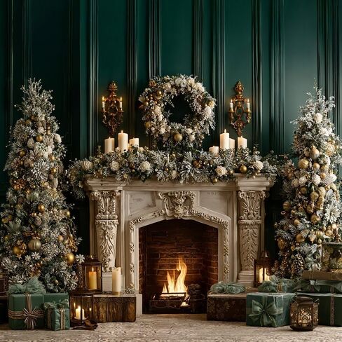 Christmas Green Fireplace Photo Backdrops Kate Xmas Photography Background Home Decorations,10x8ft&10xx8ft&8x8ft in Saudi Arabia