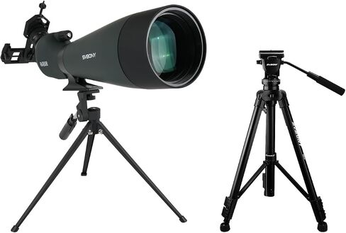 SVBONY SV28 100mm Angled Spotting Scope Bundle with SVBONY SA402 Tripod for Bird Watching, Target Shooting, Wildlife Viewing in Saudi Arabia