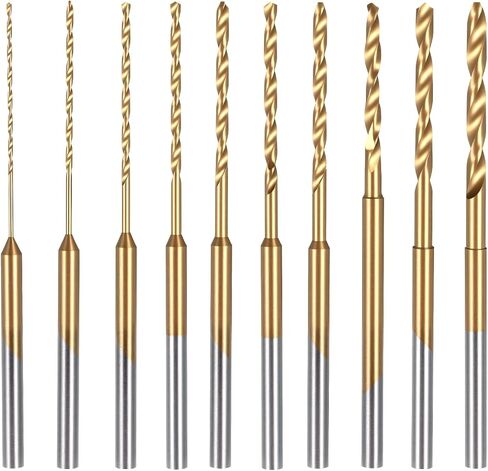 Mini Twist Drill Bit Set, 10Pcs 0.6mm-2.2mm, HSS 2.35mm Micro Drill Bits Set Shank Titanium Coated Tiny Drilling Bits Hole Drilling Tool for DIY, Wood, Jewelry in Saudi Arabia