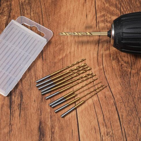 Mini Twist Drill Bit Set, 10Pcs 0.6mm-2.2mm, HSS 2.35mm Micro Drill Bits Set Shank Titanium Coated Tiny Drilling Bits Hole Drilling Tool for DIY, Wood, Jewelry in Saudi Arabia