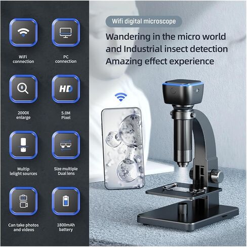 Microscope, 315w Dual Lens Digital Microscope 500x 2000X Multiple Len Observation rt USB Computer Viewing Magnifier Tools in Saudi Arabia