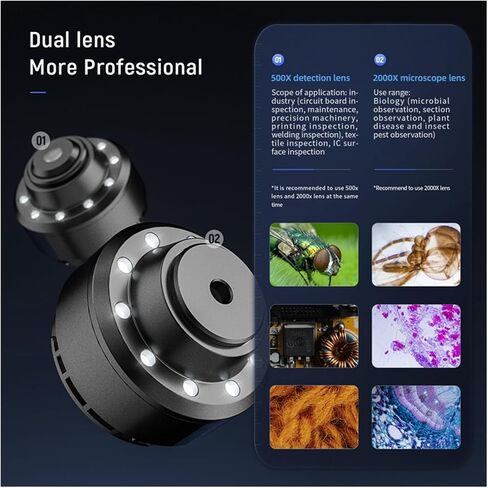 Microscope, 315w Dual Lens Digital Microscope 500x 2000X Multiple Len Observation rt USB Computer Viewing Magnifier Tools in Saudi Arabia