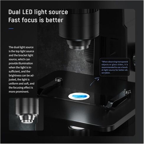 Microscope, 315w Dual Lens Digital Microscope 500x 2000X Multiple Len Observation rt USB Computer Viewing Magnifier Tools in Saudi Arabia