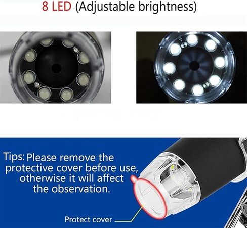 كاميرا مجهر رقمي USB 3 في 1 قابلة للتعديل 1600X من النوع C مجهر إلكتروني لمكبر تكبير 8 LED (اللون: أسود الحجم: 1600X) (أسود 1600X) in Saudi Arabia