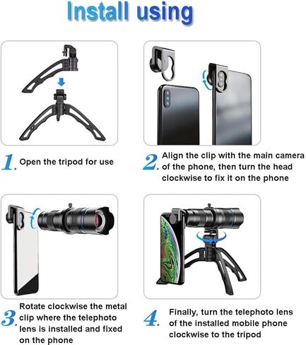 Telescopes for Adults Astronomy, High Power Outdoor HD Monocular Telescopes, 20-40X Zoom Monocular Telescope with Tripod and Clip, Multi-Coated BAK4 Super Telephoto Binoculars for Most Smartphone in Saudi Arabia