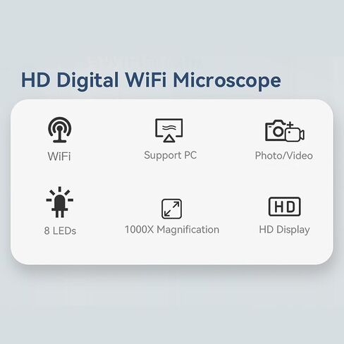 مجهر رقمي لاسلكي، تكبير 1000X مع دقة 2 ميجابكسل 1080 بكسل عالية الدقة، كاميرا مجهر محمولة لفحص الجلد محمولة بالواي فاي للمدرسة المنزلية in Kuwait