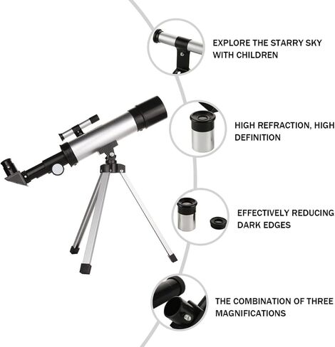TEHAUX 360mm/50mm تلسكوب فلكي عالي التكبير للأطفال المبتدئين مع حامل ثلاثي القوائم SR4mm وعدسات H20mm لمشاهدة النجوم واستكشاف القمر in Saudi Arabia